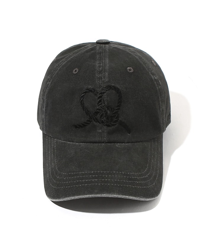 Heart Knot Embroidery Cap Charcoal